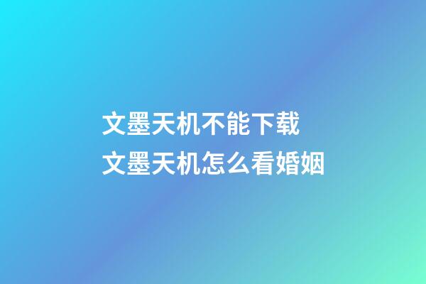 文墨天机不能下载 文墨天机怎么看婚姻-第1张-观点-玄机派